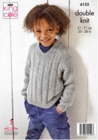 Knitting Pattern - King Cole 6155 - Simply Denim DK - Child's Sweater & Slipover